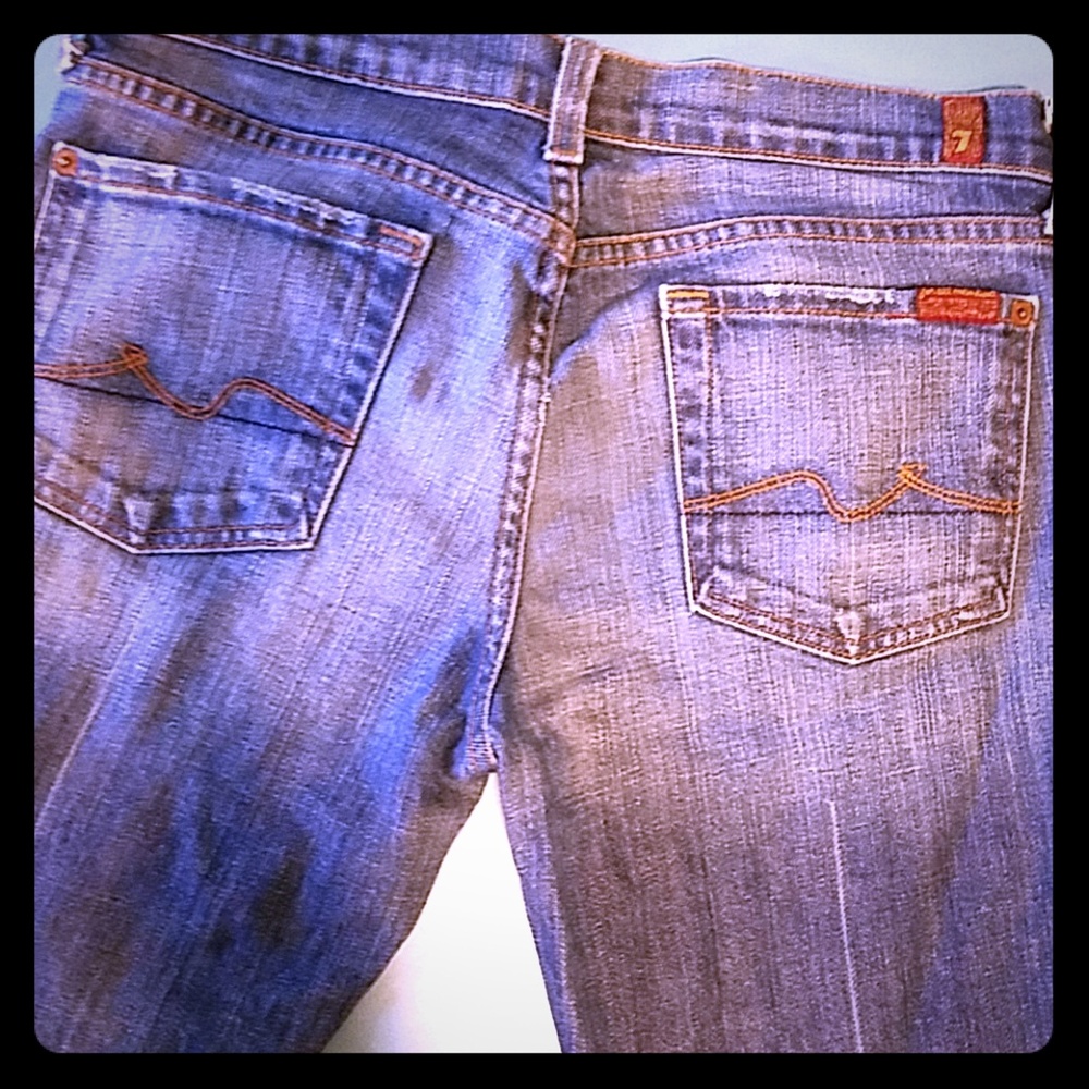 7 For All Mankind Boycut Demin Jeans Sz 27 x 32